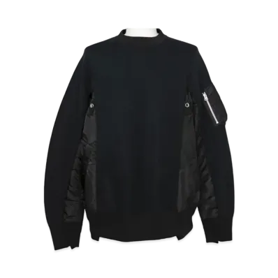 sacai Sponge Sweat x MA-1 Pullover "Black Black"