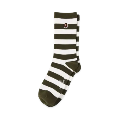 A BATHING APE Ape Head One Point Hoop Socks "Olive Drab"