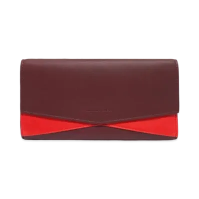 Bottega Veneta Lambskin Calfskin Large Flap Zip Wallet "Bordeaux/Red"