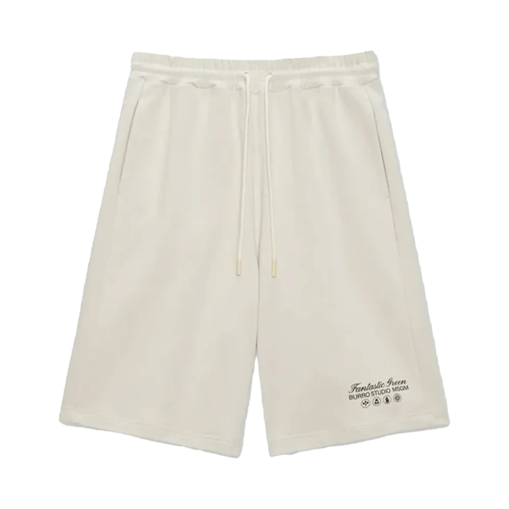 MSGM Organic Cotton Fantastic Green Burro Studio Bermuda Shorts "White"