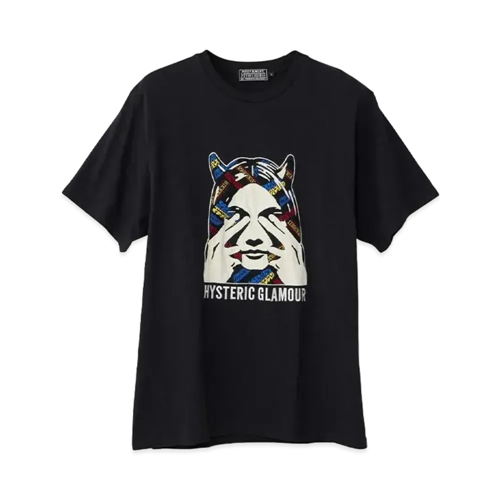HYSTERIC GLAMOUR See No Evil Embroidery T-Shirt "Black"