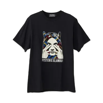 HYSTERIC GLAMOUR See No Evil Embroidery T-Shirt "Black"