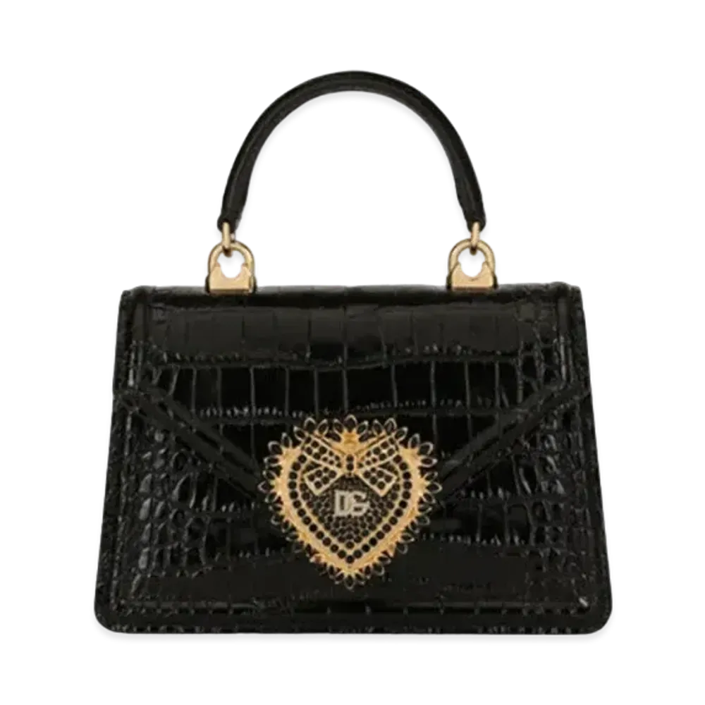 Dolce&Gabbana Dviting Bag Small Shiny Alligator "Black"