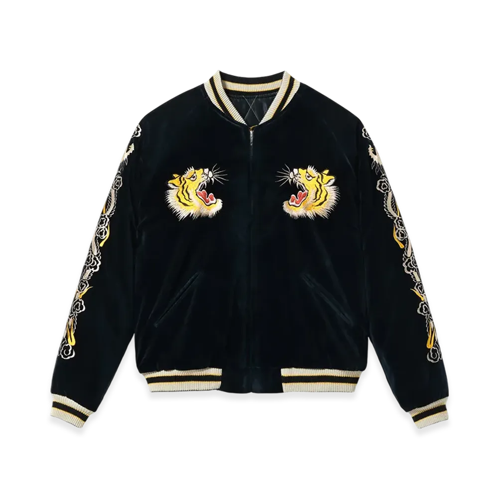 TAILOR TOYO Velveteen Souvenir Jacket Roaring Tiger Japan Map "Navy"