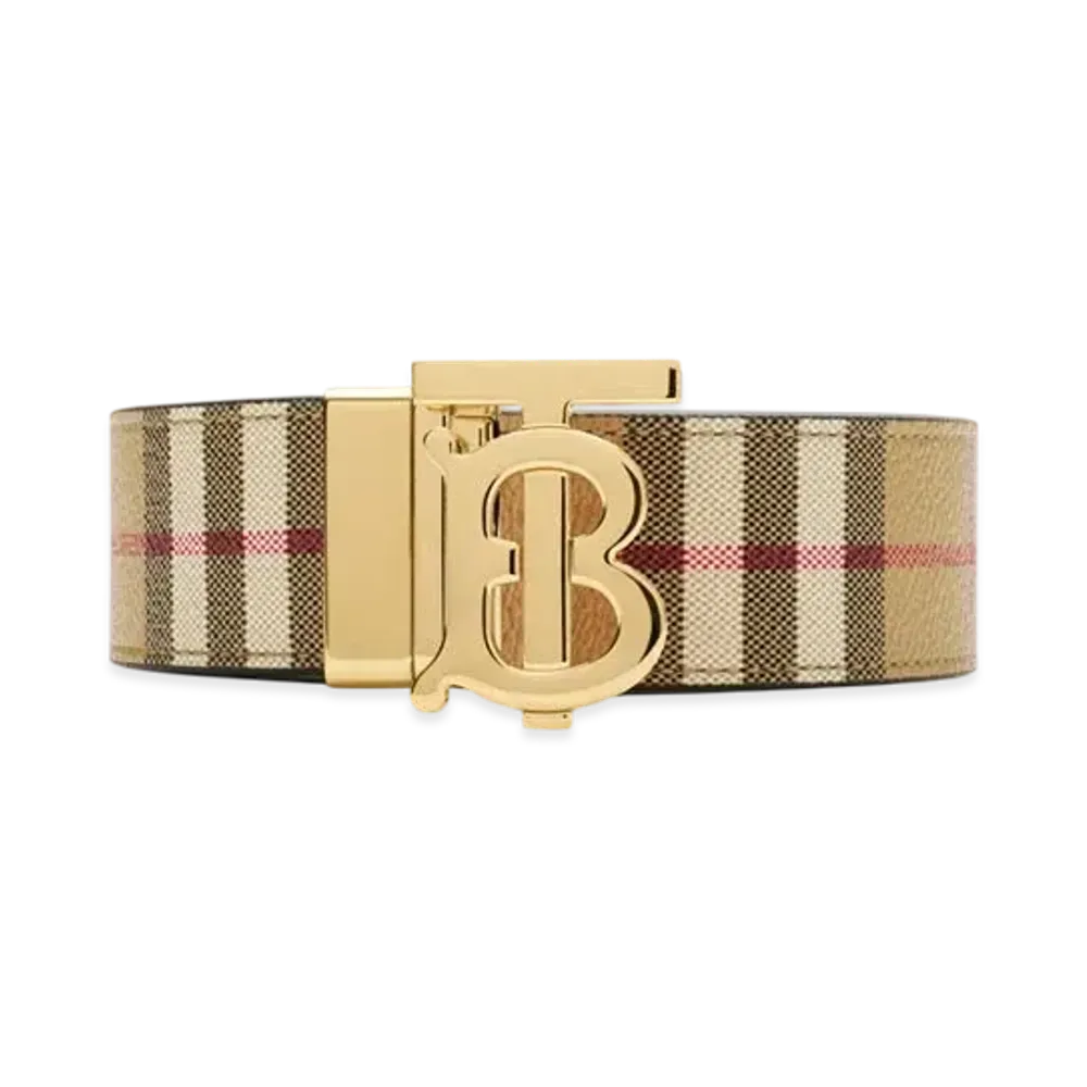 Burberry Thin Reversible Check TB Belt "Archive Beige/Gold"