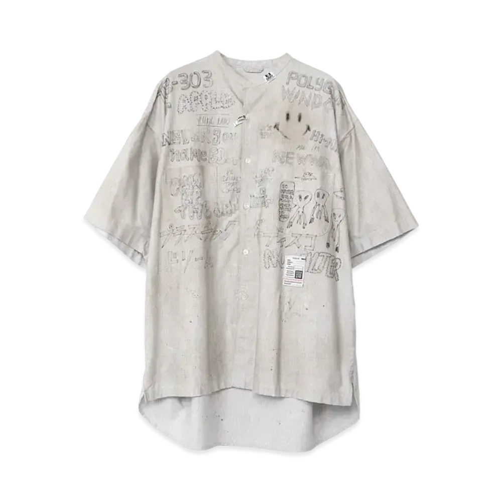 Maison MIHARA YASUHIRO Distressed Half-sleeve Shirt "Light Gray"