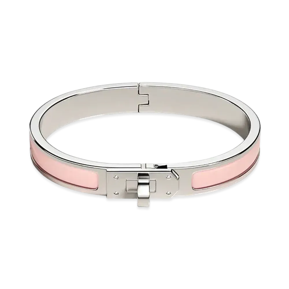 Hermes Mini Clic Kelly Bracelet "Rose Candeur/Palladium"