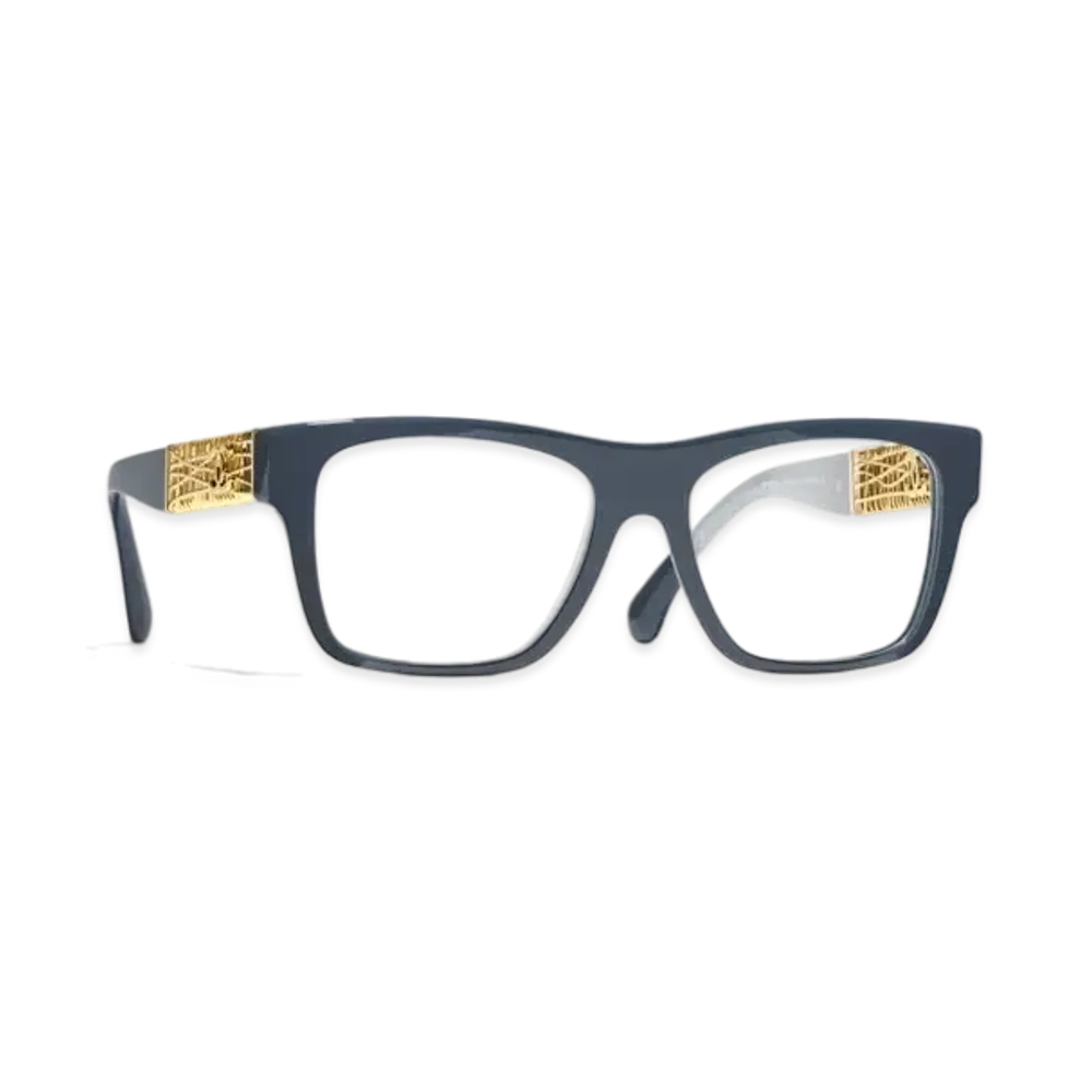 CHANEL Square Eyeglasses Acetate & Metal "Blue/Gray"