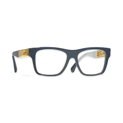 CHANEL Square Eyeglasses Acetate & Metal "Blue/Gray"