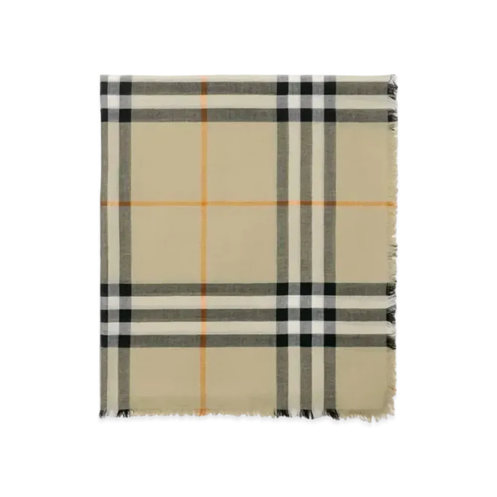 Burberry Check Wool Scarf "Light Sage"
