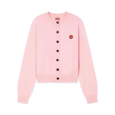KENZO 'BOKE FLOWER' Wool Embroidered Cardigan "Faded Pink"