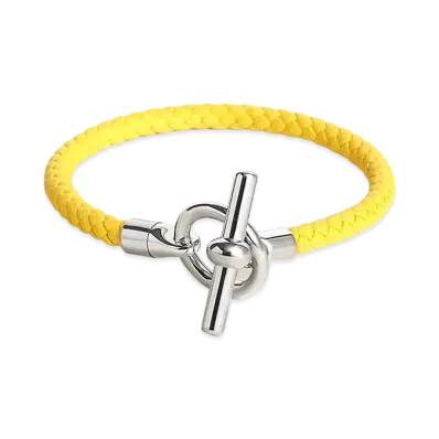 Hermes Glenan H Bracelet "Jaune de Naples/Palladium"