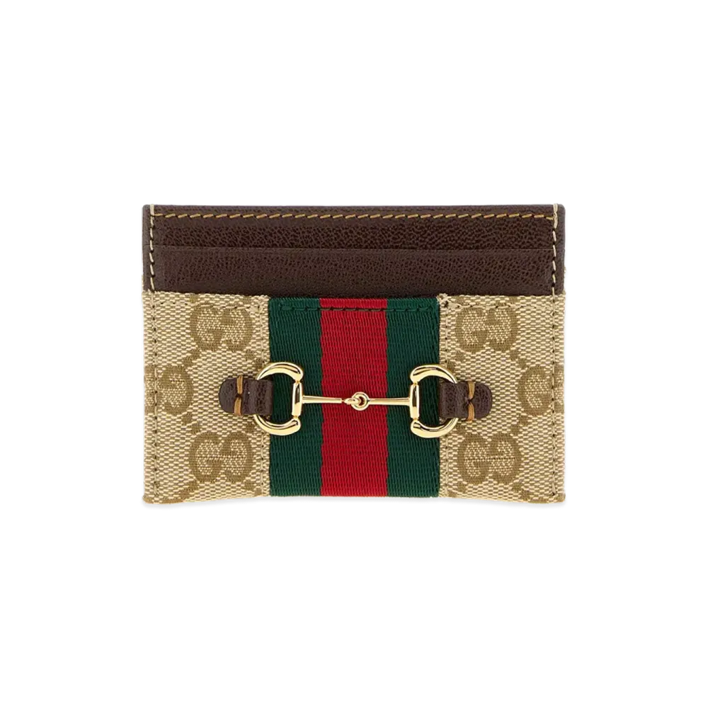 GUCCI Women's GG Fabric Card Holder "Beige"