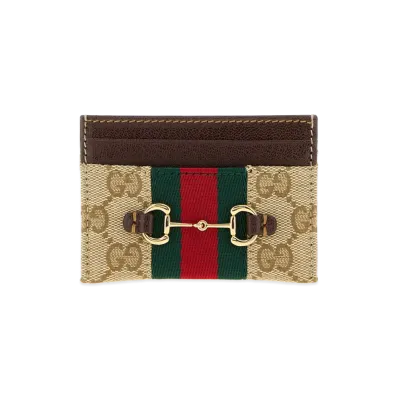 GUCCI Women's GG Fabric Card Holder "Beige"