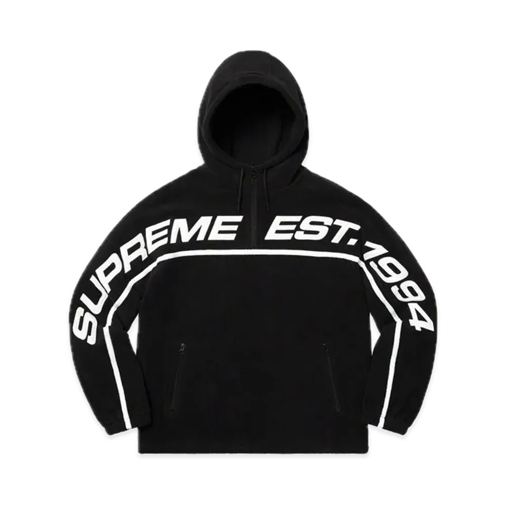 Supreme Polartec Half Zip Hooded Sweatshirt "Black"