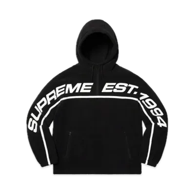 Supreme Polartec Half Zip Hooded Sweatshirt "Black"