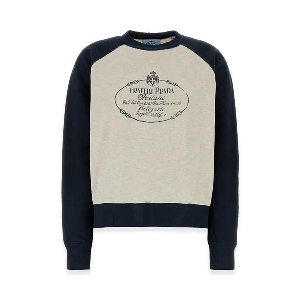 PRADA Women's Two-Tone Cotton Sweatshirt "Navy Blue/White"