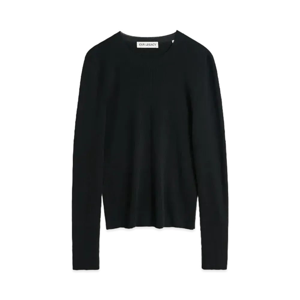 OUR LEGACY Compact Roundneck Cotton Voile "Liquorice"