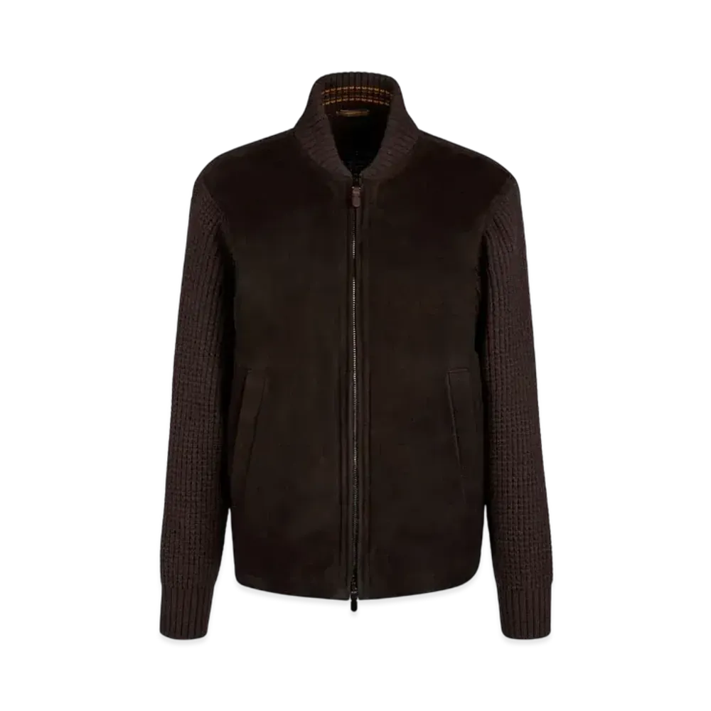 TOD'S Bi-material Short Jacket "Brown"
