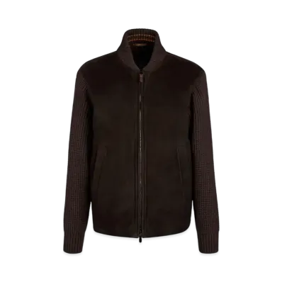 TOD'S Bi-material Short Jacket "Brown"