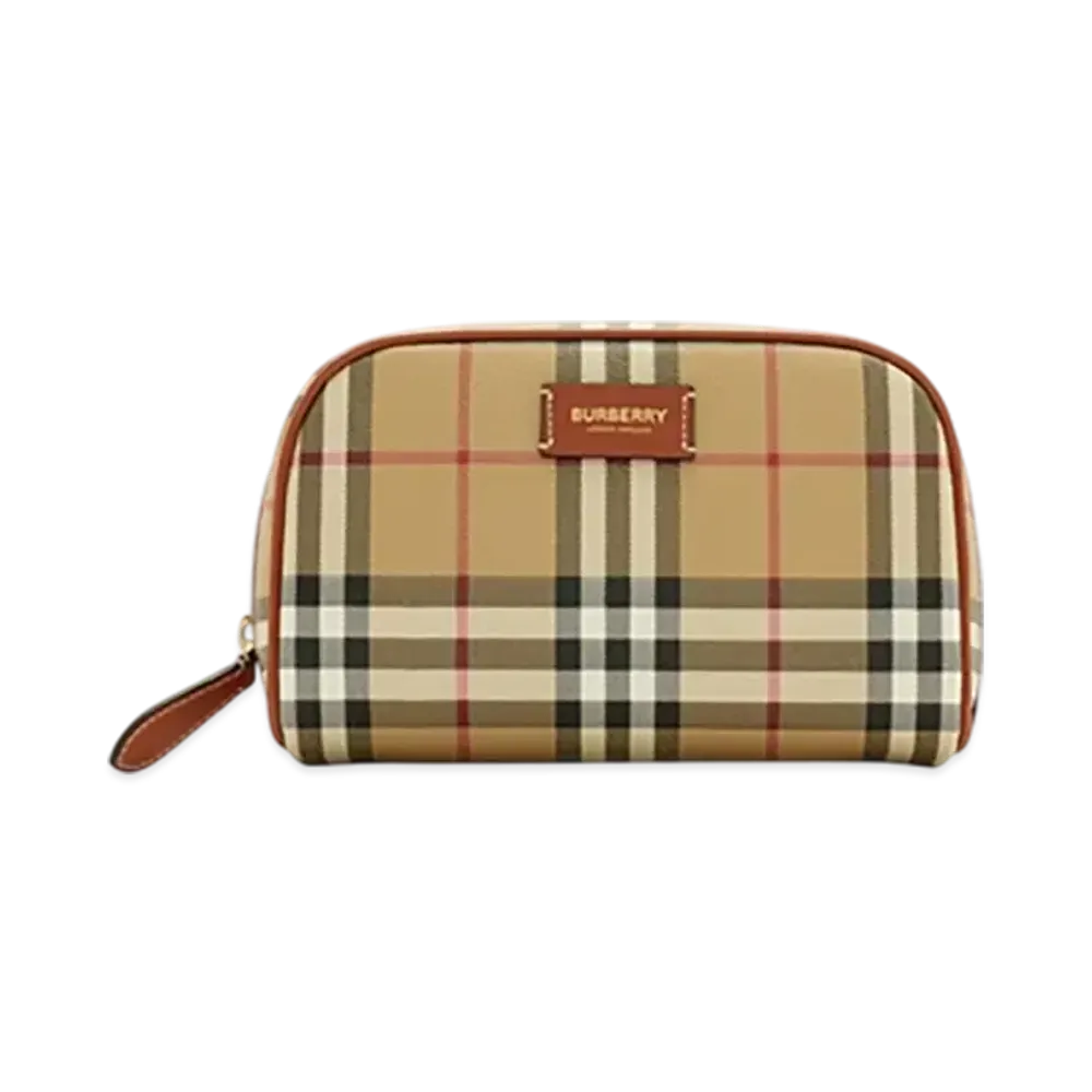 Burberry Small Check Travel Pouch "Archive Beige"