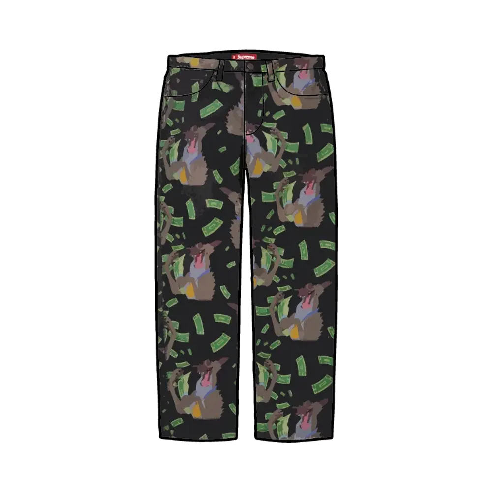 Supreme All Dogs Go To Heaven Loose Fit Jean "Washed Black"