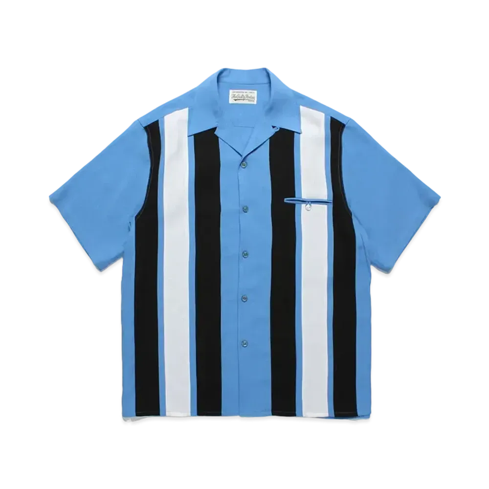 WACKO MARIA Switching 50's Open Collar Shirt "Blue"