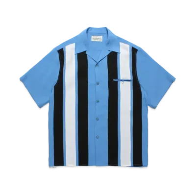WACKO MARIA Switching 50's Open Collar Shirt "Blue"