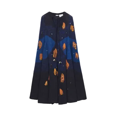 LOEWE x Howl's Moving Castle Magical Sky Cape In Wool and Alpaca Blend "Dark Blue"
