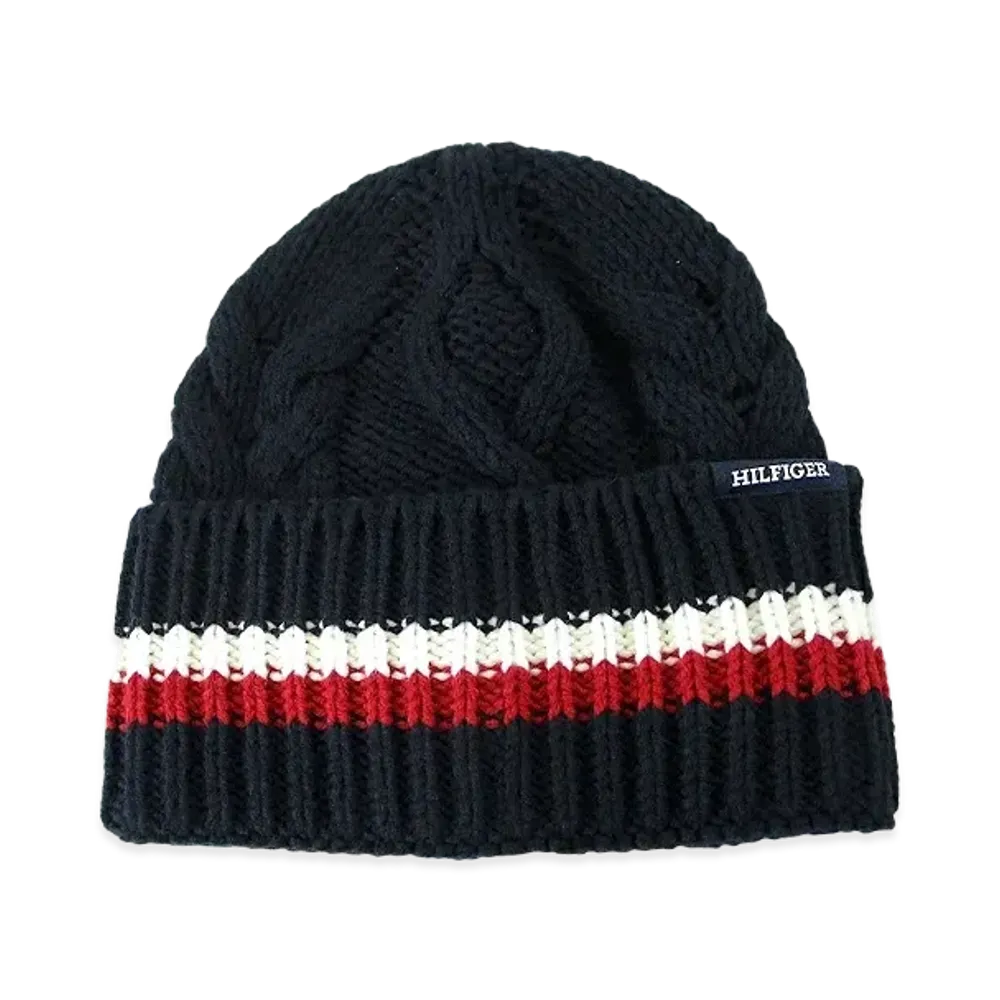 TOMMY HILFIGER Monotype Chunky Knit Beanie "SpaceBlue"