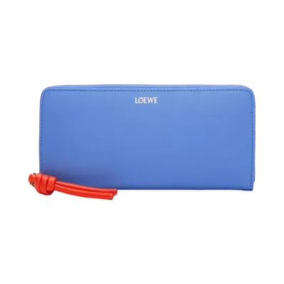 LOEWE Knot Zip Around Wallet Shinina Pakaf "Seaside Blue/Vivid Orange"