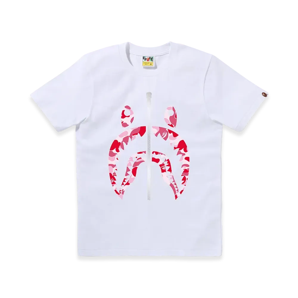 A BATHING APE Ladies Shark Tee "White/Pink"