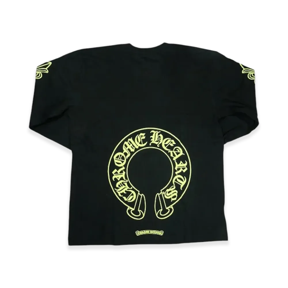 Chrome Hearts Horse Shoe L/S T-Shirt "Black/Neon Yellow"