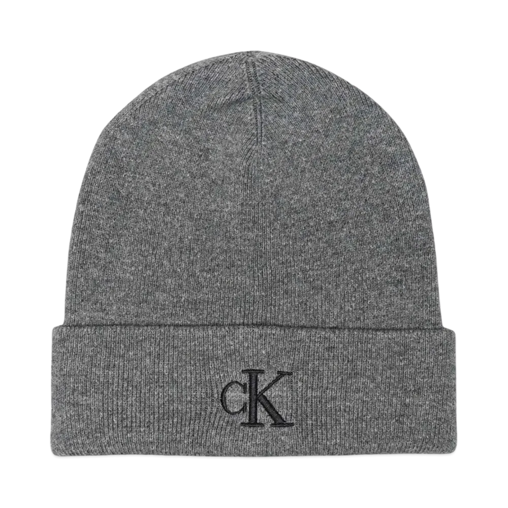 Calvin Klein Jeans MONOGRAM CUFF BEANIES "HEATHER GREY"