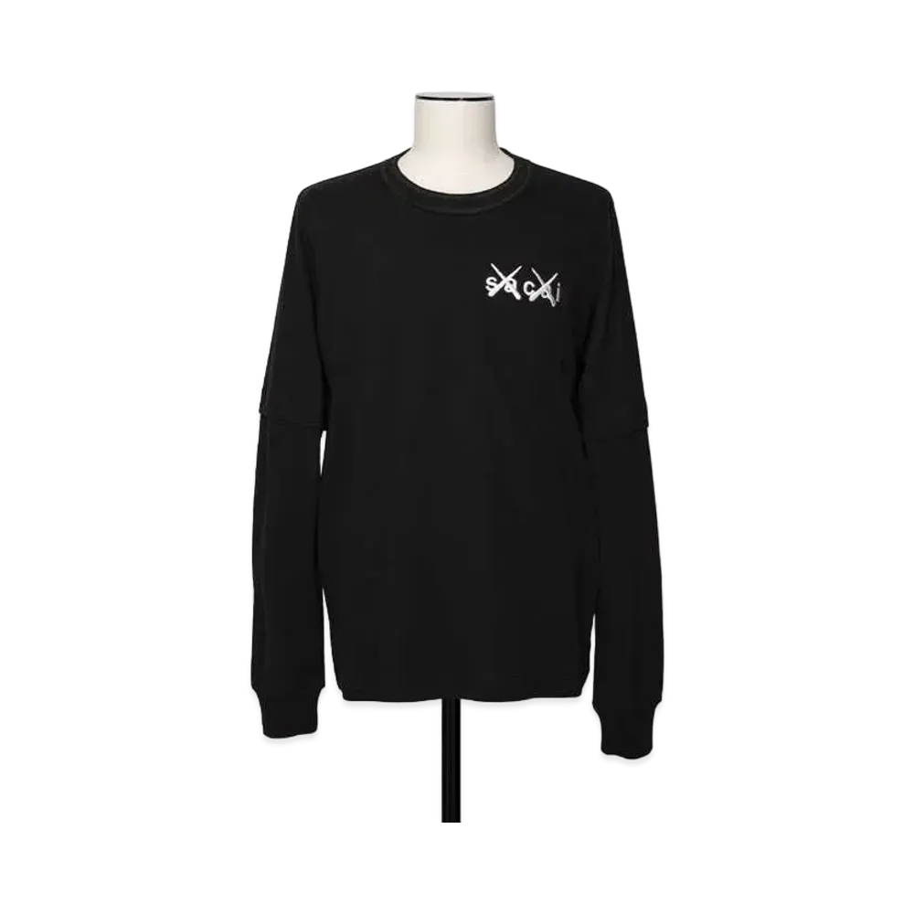 sacai KAWS Embroidery Long Sleeve T-Shirt "Black"