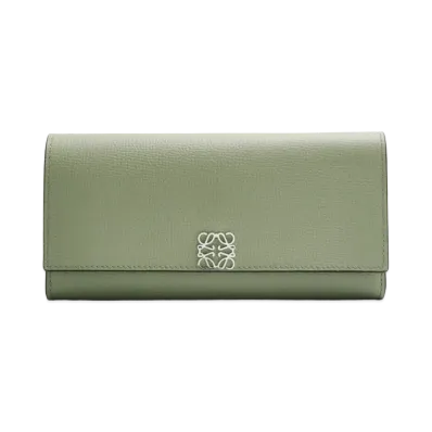 LOEWE Anagram Continental Wallet Pebble Grain Calf "Rosemary"