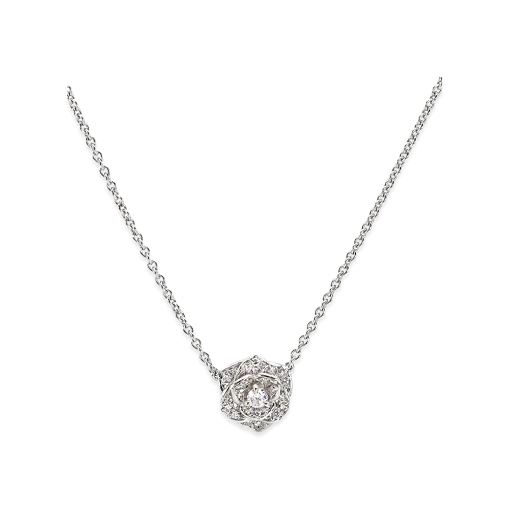 Piaget Women's Lobster Clasp Diamond Rose Necklace "White Gold"
