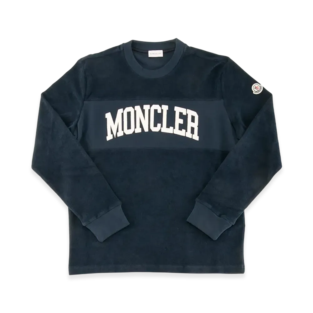Moncler Men's Terry Cloth Cotton Embroidered Logo sweat shirt "Navy"