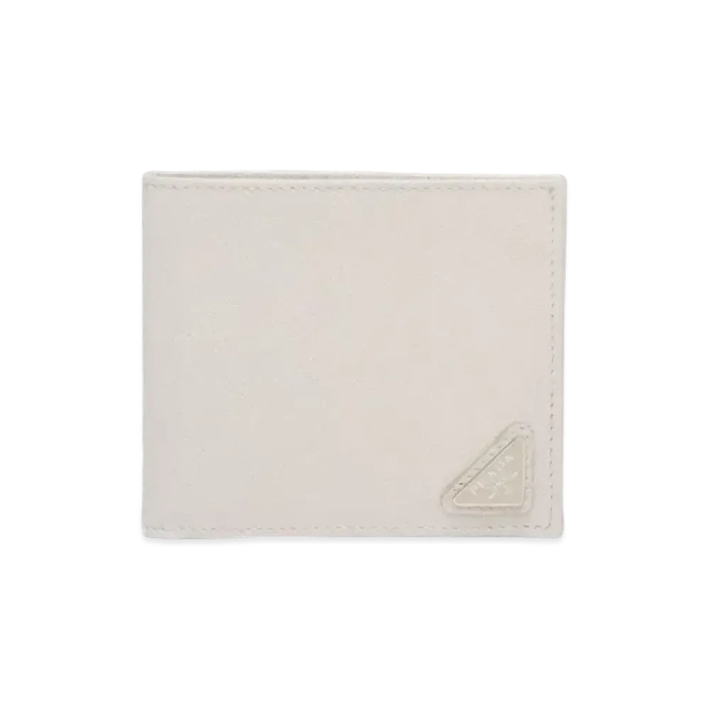 PRADA Saffiano Triangle Wallet "Chalk White"