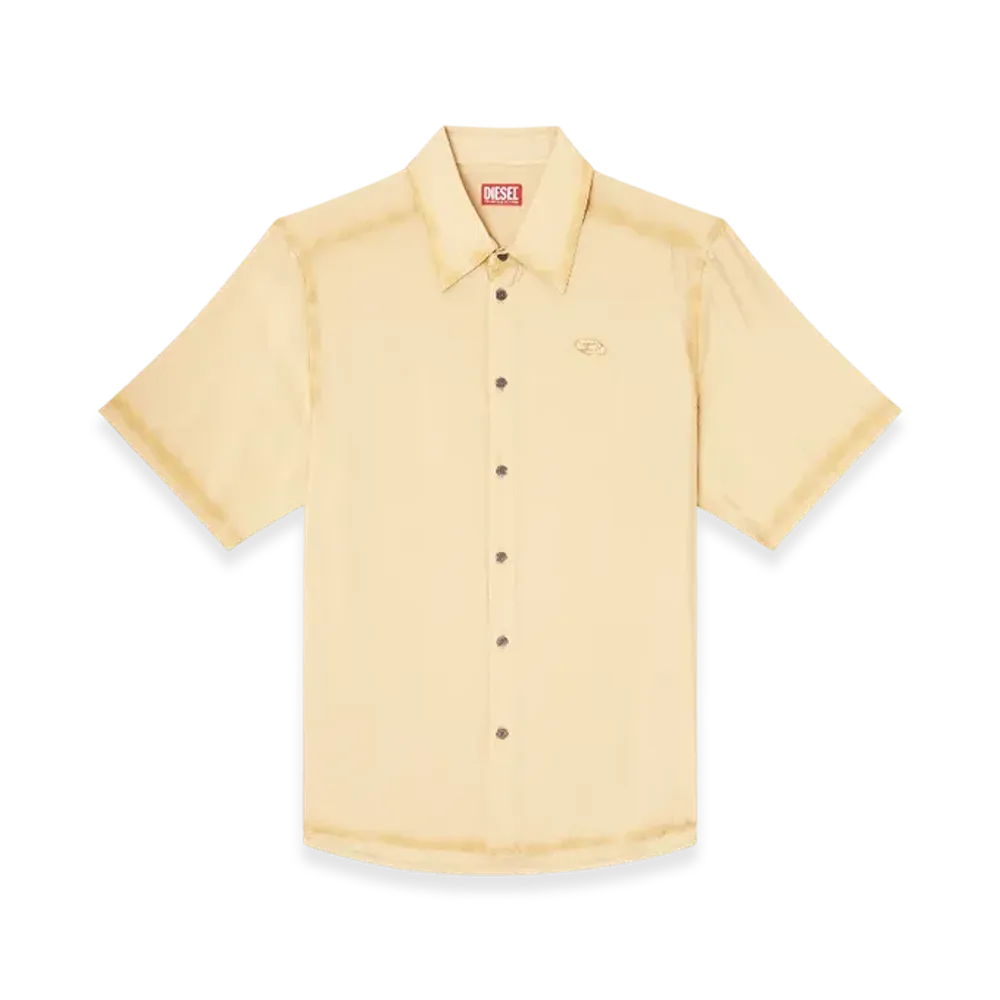 Diesel S-Simply-SS-Lhba Shirt In Crinkled Nylon-Viscose "Beige"