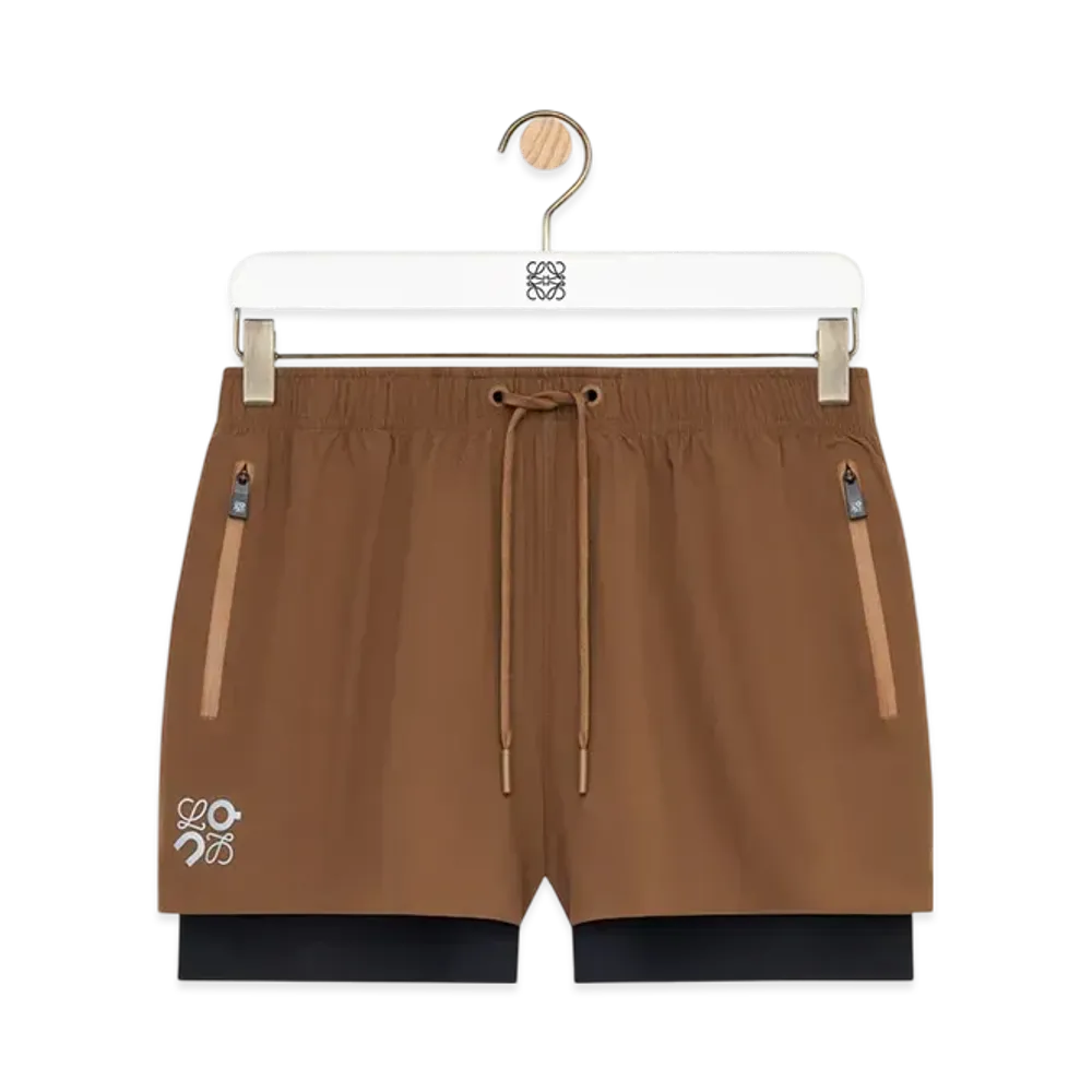 LOEWE x On Men's Performance Shorts in Technical Shell "Toffee"