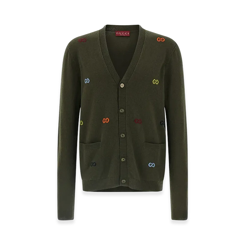 GUCCI GG Intarsia Cardigan "Green"