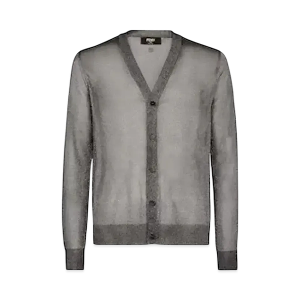 FENDI Men's Metallic Yarn Cardigan "Black"
