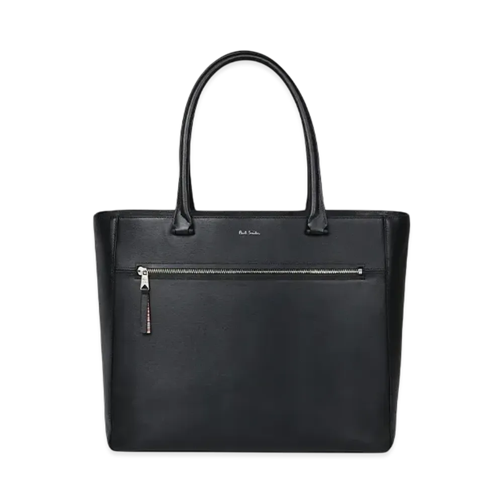Paul Smith Straw-Grain Leather Tote Bag "Black"