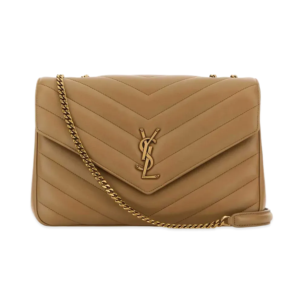 Saint Laurent Women's Leather Large Lou Lou Shoulder Bag "Camel"