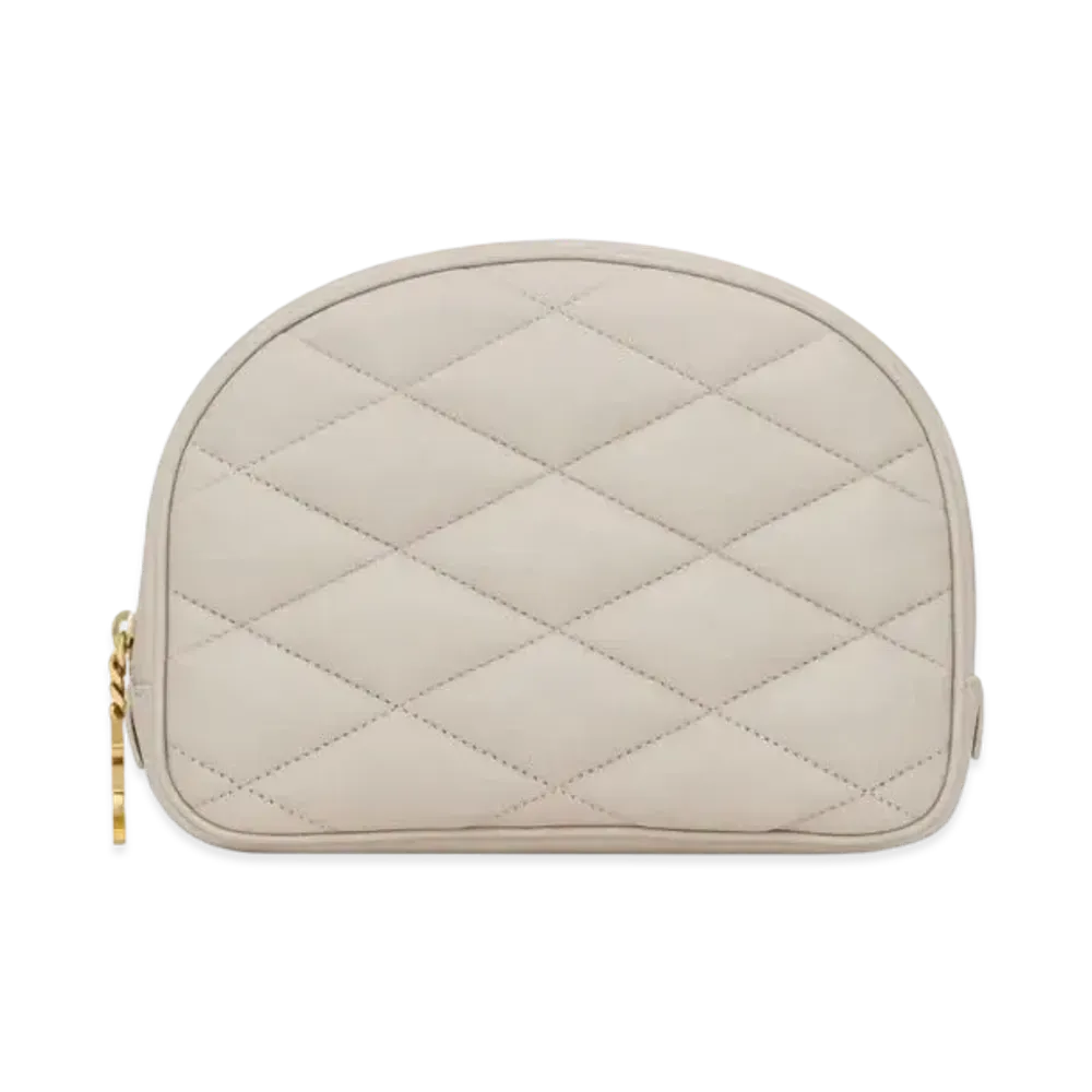 SAINT LAURENT Lolita Cosmetics Pouch In Quilted Lambskin "Vintage White"
