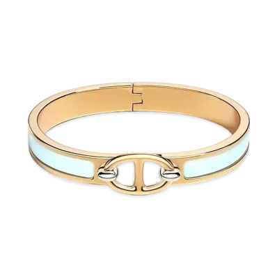 Hermes Mini Clic Chaine D'ancre Bracelet "Bleu Polaire/Gold"