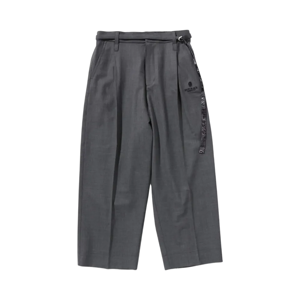 A BATHING APE Bape Black Paisley Dress Pants "Gray"