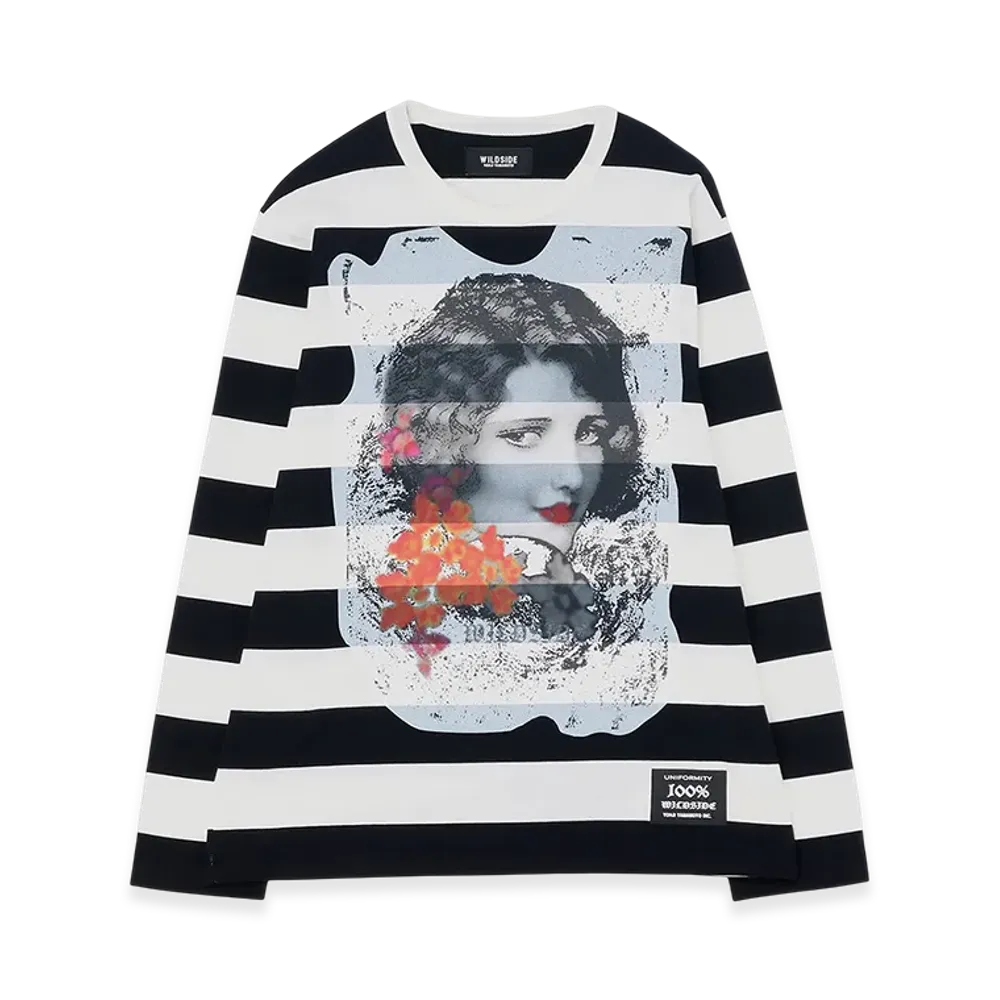 WILDSIDE YOHJI YAMAMOTO Portrait Border T-shirt (Fleur) "Black/White"