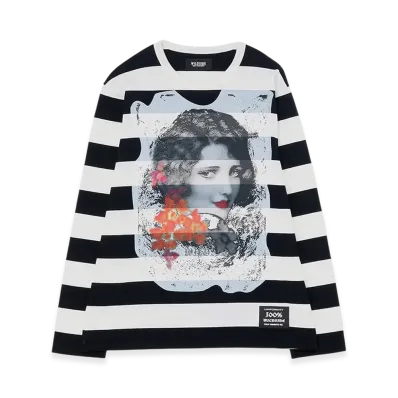 WILDSIDE YOHJI YAMAMOTO Portrait Border T-shirt (Fleur) "Black/White"